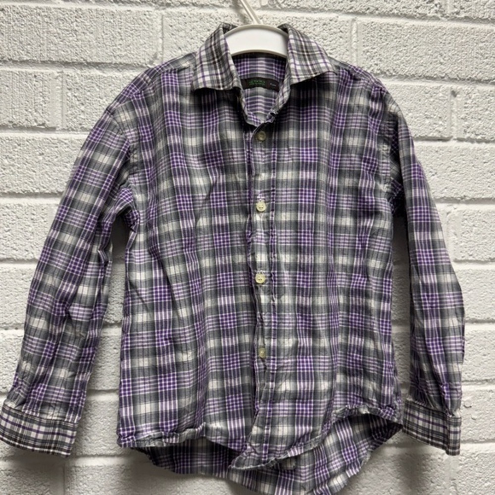 Etro Purple and Gray Casual Button Down Shirt 4Y